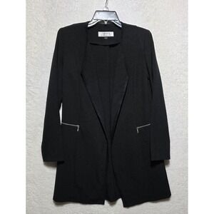 Tahari Arthur S Levine Women's Black Open Front Longline Blazer With Pockets